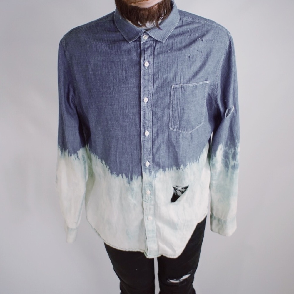 Bleached chambray button up